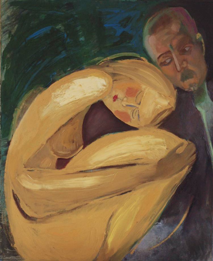 Z mężczyzną w tle