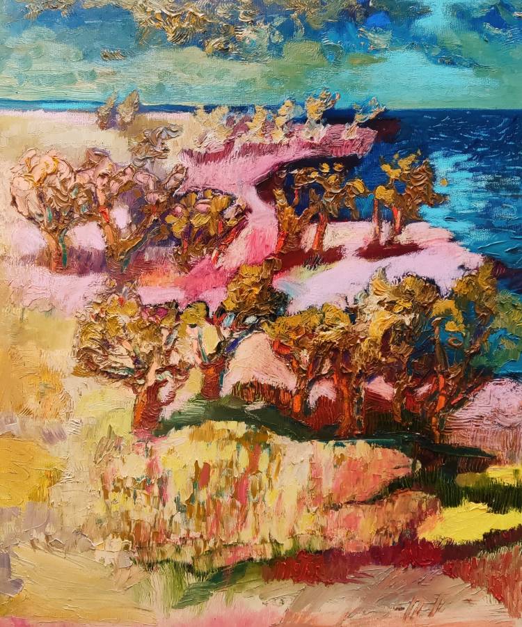 "Wietrzny brzeg o zachodzie "